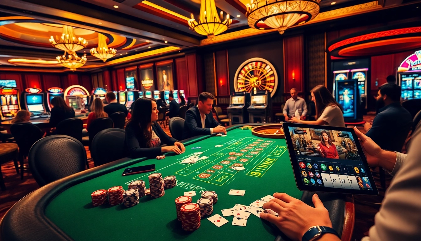 Experience the thrill of gambling at https://f8betht.baby/ with vibrant casino tables, excited players, and bright slot machines.